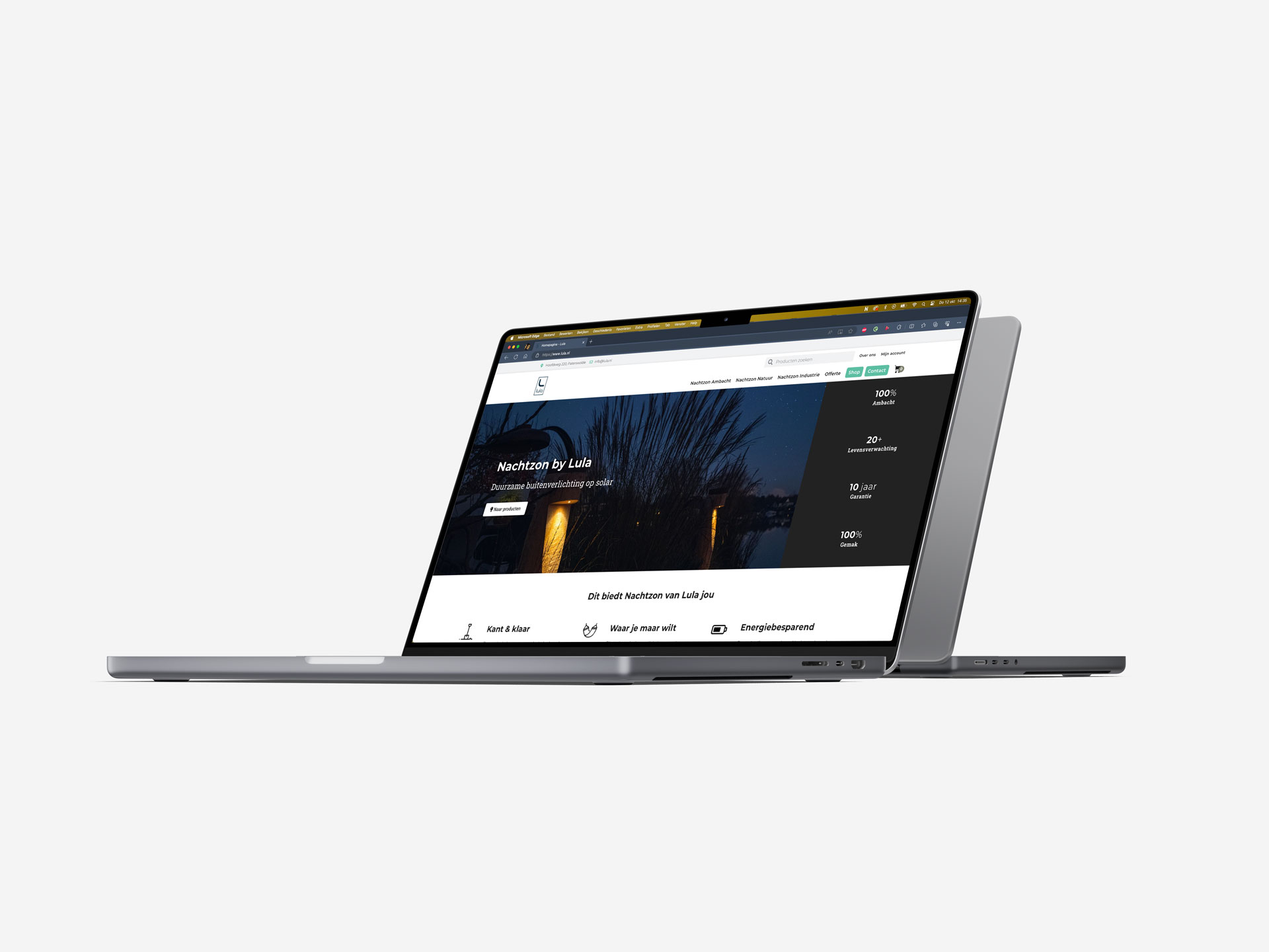 Macbook Pro Space Grey met Homepagina van LULA als achtergrond